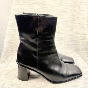 ALOHAS Black Ankle Boots leather heel